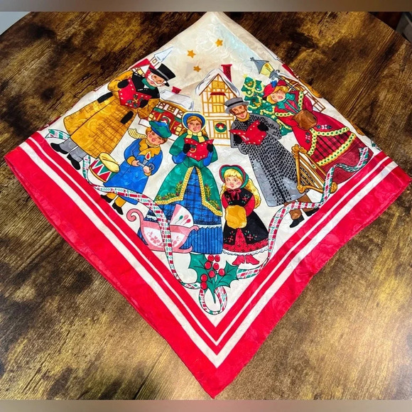 VINTAGE | Christmas carolers holiday scarf. - Picture 1 of 10